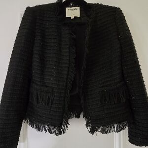 L'AGENCE Black Fringe-Trimmed Blazer